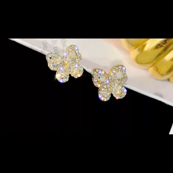 Crystal Butterfly Stud Earrings - Picture 1 of 3
